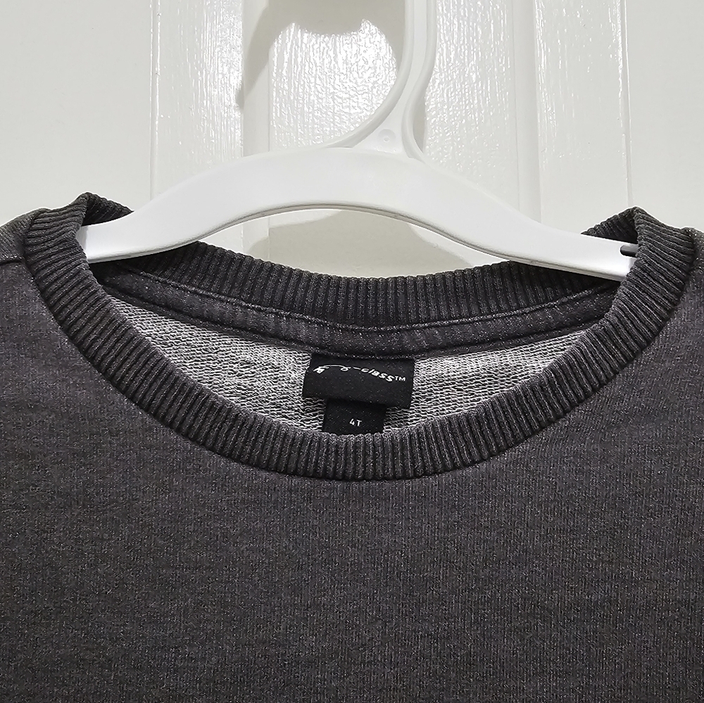 Art Class Moto Long Sleeve Lightweight Sweatshirt Washed Black Size 4T - Picture 5 of 13